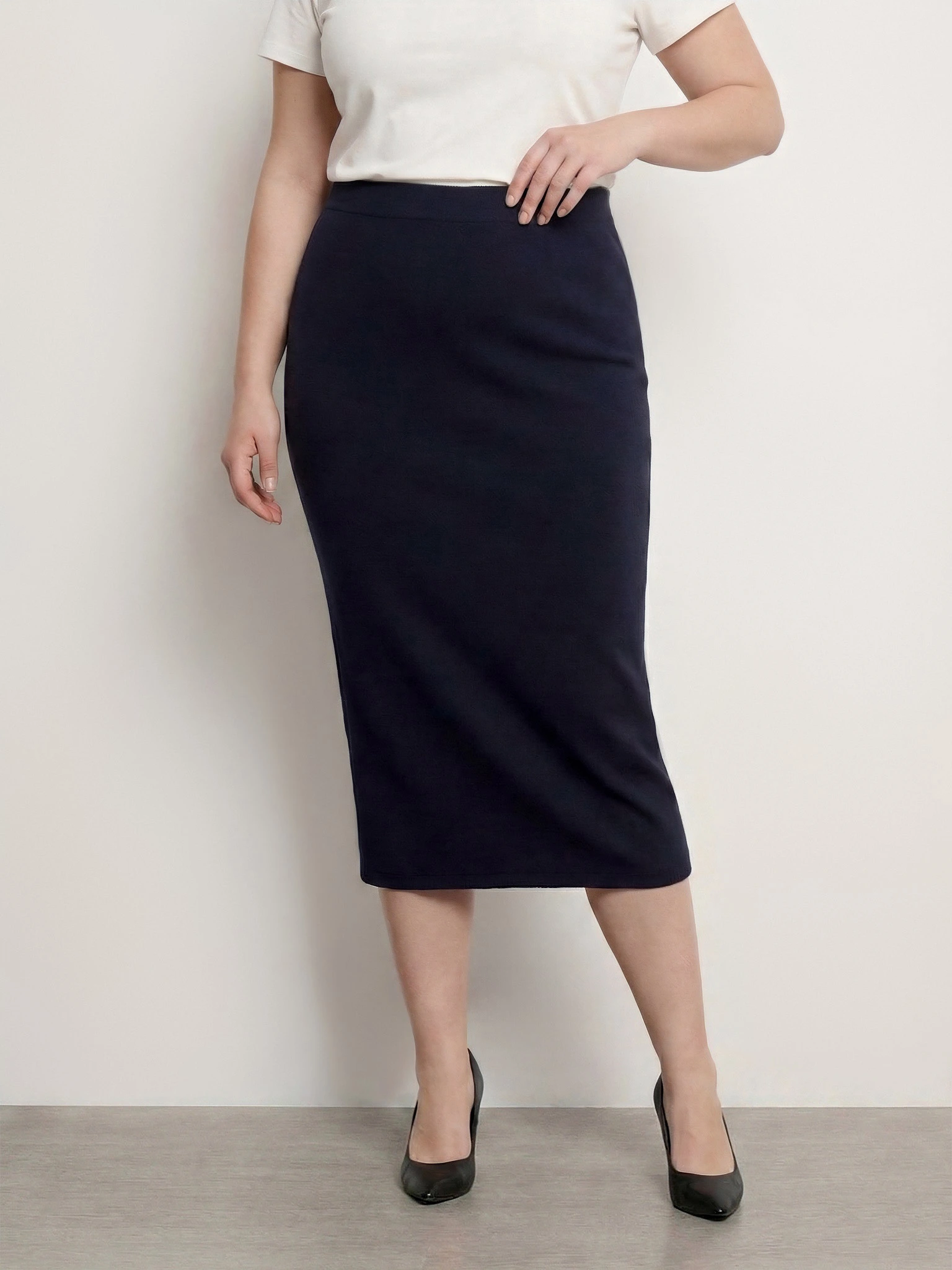 Юбка темно-синего цвета из смесовой вискозы